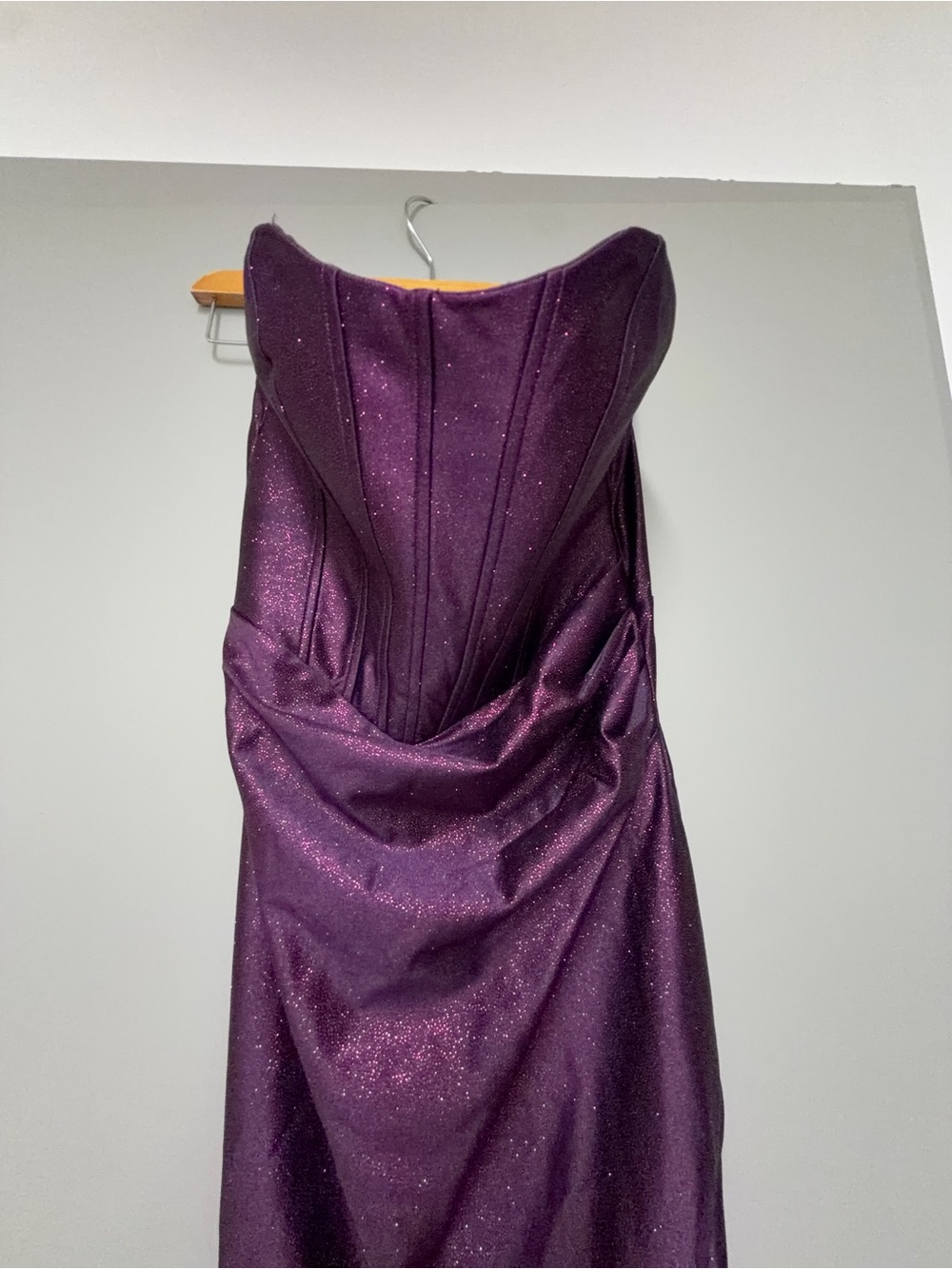 Honey and Rosie Strapless Glitter Gown - Plum